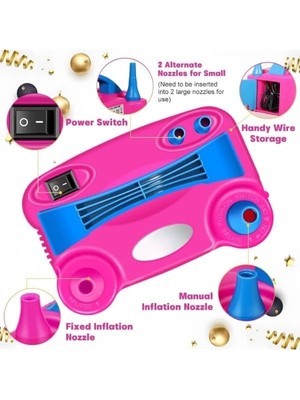 Emdeco Shopexxtra Elektrikli Balon Pompası, Çift Nozullu Balon Şişirme Makinesi, 600W, 220-240V, Parti