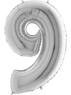 Emdeco 9 Rakamlı 16 Inç Gümüş Renk Folyo Balon 36 cm (Gümüş)