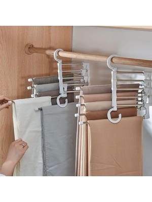 MiraLive 2 Katlı Katlanabilir 5'li Pantolon Askısı,pantolon,kravat,etek Için Organizer Askı (Siyah)