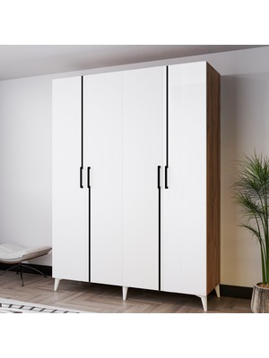Azzuri Furniture Mezzo 140 cm 4 Kapaklı Genç Odası Dolabı-Gardırop-Dolap Meşe Beyaz AZR14090