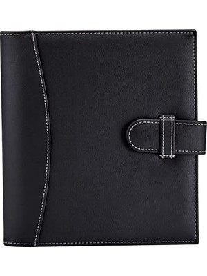 Uray Home " Academic Mini Executive Deri Portföy Klasörü, 1" Halka Bağlayıcı ve 250 Sayfalık Kapasite, Not Defterleri ve 5.5" x 8.5" Belgeler, 2 Kalem Döngüsü, Siyah Deri" (98294)