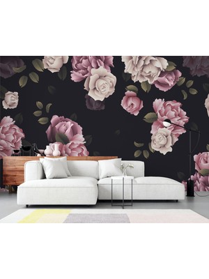 Lotus Aura Gül Desenli Duvar Kağıdı, 3D Çiçek Detaylı Duvar Posteri