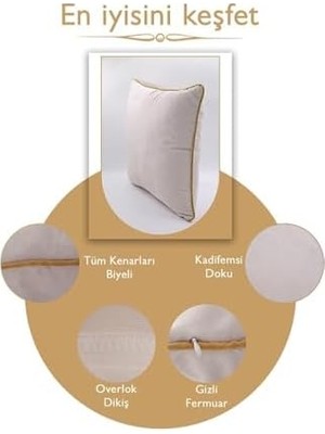 Emdeco Renk Seçenekli Hardal Biyeli Açık Gri Kırlent Kılıfı Dekoratif Düz Sade Panoroma Panbiy Gri Hardal V2 30X50