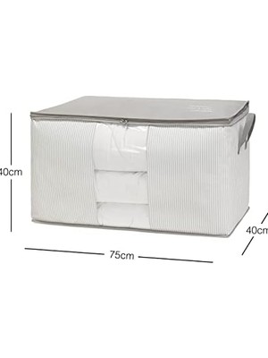 Emdeco Boy Pvc Pencereli Gri Çizgili Stuff & Things Hurç 75 x 40 x 40 cm