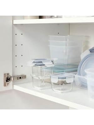 Emdeco 3 Adet Cam Saklama Kabı Seti 180 Ml, Kare-Vakumlu Mini Kaplar