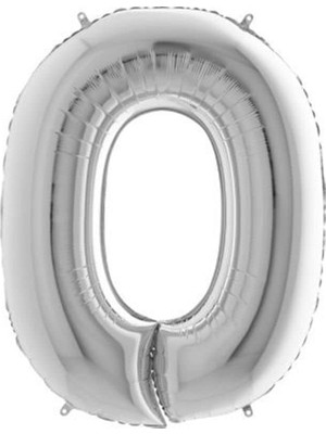 Asseds Store 0 Rakamlı 16 Inç Gümüş Renk Folyo Balon 36 cm (Gümüş)