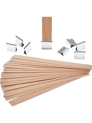Emdeco Ahşap Mum Fitili 15'li Set ve 15 Adet Fitil Sehbası