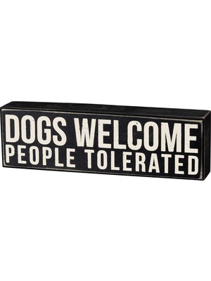 Asseds Store Primitives By Kathy 19133 Kelime Kutusu Işareti, 10X3, Dogs Welcome, Siyah
