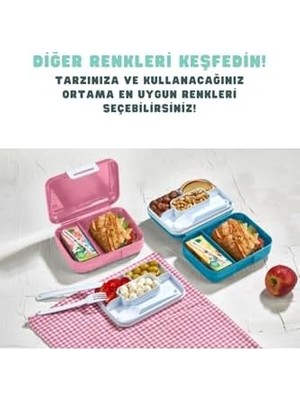 Asseds Store Bento 1600ML Lunchbox Tek Katlı 2 Bölmeli Pp Plastik Sefer Tası Yemek Kutusu Turkuaz