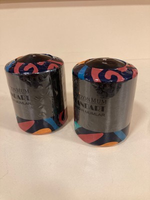 Plus Home Mum 2'li Silindir Model Renk Siyah Yükseklik 7 cm Çapı 6 cm