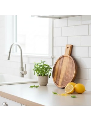 Asseds Store Doğal Akasya Ahşap Ayaklı Sunum Standı – 23.5X18 cm Dikdörtgen Banyo Tezgahı Düzenleyici, Mutfak Sabunluk Yükseltici ve Dekoratif Tepsi