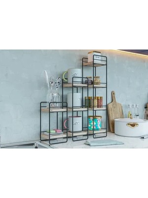 Vivense Bino Doğal Ahşap Üçlü Set Duvar Rafı, Siyah