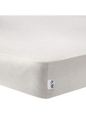 Asseds Store Kobe Örme Penye Lastikli Çarşaf, Çift Kişilik, Krem, Pamuk-Elastan 230 G/m2