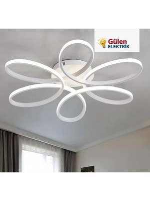 Gül Avize Modern Çiçek Tasarım Kumandalı LED Avize -3 Renk 3000K/4000K/6500K/ Tavana Monte Avize