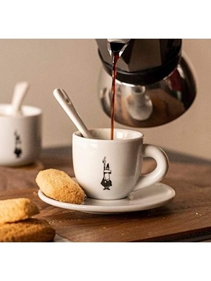 MiraLive - Kahve Fincanı ve Tabağı - 80ML - Ikonik Bıyıklı Adam Desenli - Porselen