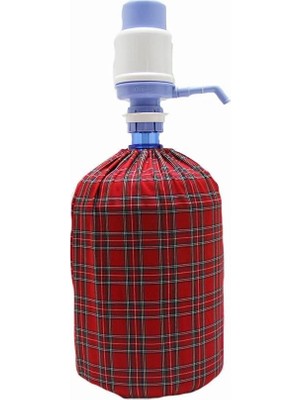 MiraLive Kırmızı Küçük Ekoseli Damacana Kılıfı