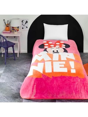 MiraLive Minnie Mouse Çizgi Film Karakteri Pamuk-Polyester Karışım Battaniye, Pembe, Beyaz, Siyah, Tek Kişilik