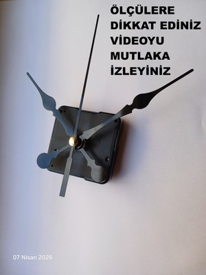 Cnr Shop Duvar Saati Mekanizması, 18 mm Şaft Sessiz Çalışır Akar Mekanizma Akrep-Yelkovan-Saniye-(Askısız)