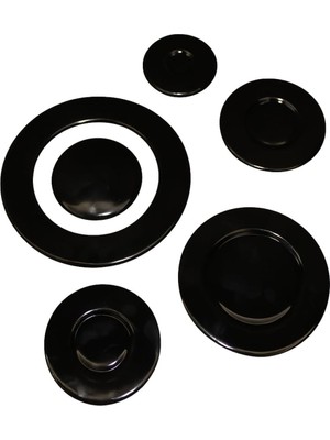 Asseds Store -Lab 6 Parça Fırın Ocak Bek Kapak Takımı ve Wok Kapak Siyah