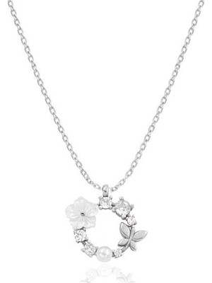 Brezza Lusso Jewelry 925 Ayar Gümüş Doğa Çemberi Gümüş Kolye