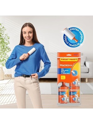 Asseds Store Macro Max Tüy Toplayıcı Fırsat Paketi, 1 Rulo ve 2 Yedek Rulo (Toplam 168 Yaprak)
