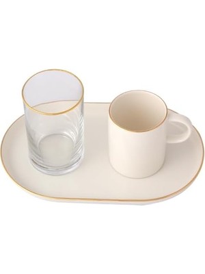 MiraLive Altın Yaldız Tek Kişilik Kahve&ikram Takımı 3 Parça