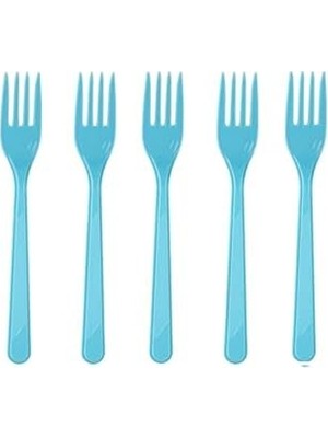 Asseds Store Mavi Plastik Çatal 18 Cm-25 Adet