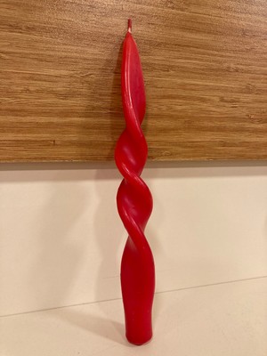 Mum Şamdan Mumu Burgulu Model Renk Kırmızı Yükseklik 25 cm