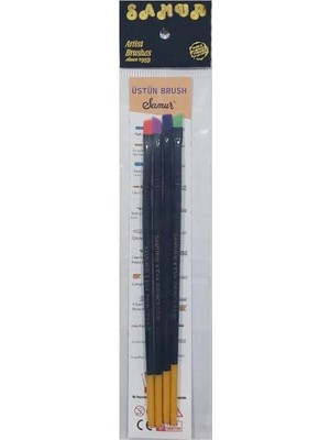 Asseds Store 4'lü Yağlı Boya Fırça Seti, El Yapımı Sentetik Akrilik Kıllı, 15 cm Saplı, Karışık Renkli, Kedi Dili-Düz Kesik-Yan Kesik-Bıçak Uçlu, 2.5 mm Genişlik, No:6