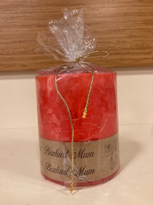 Plus Home Mum Tekli Kalın Silindir Renk Kırmızı Yükseklik 11 cm Çapı 10 cm