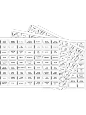 Asseds Store Parti Tasarla 230 Çeşit Beyaz Folyo Kavanoz ve Baharatlık Etiketi - Dayanıklı ve Su Geçirmez