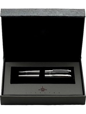 MiraLive World Serisi 2715 Parlak Krom Dolma Kalem+Tükenmez Kalem Seti