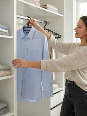 Asseds Store Siyah Plastik Elbise Askısı 10'lu Set – Kaymaz, Sağlam, Tişört, Pantolon, Etek Askısı, Çok Amaçlı Düzenleyici Askılık Dolap Içi Askı (10)