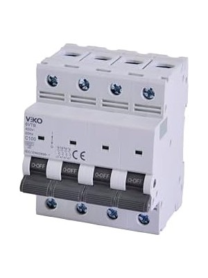 Asseds Store 6VTB-4C100 Otomatik Sigorta 6ka C Tipi 4 Kutup 100A