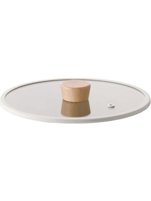Asseds Store Fika 24CM Düz Silikon Çerçeveli Cam Kapak Bej