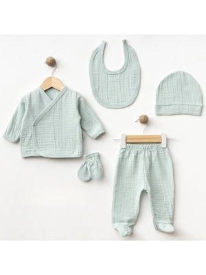 Sebi Prime %100 Pamuk Müslin Yenidoğan Bebek Seti 5 Parça – Antialerjik, Nefes Alan, Hastane Çıkışı  (0-3 Ay)