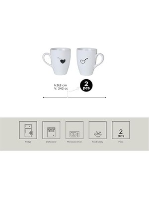 Asseds Store Porselen Pretty 2 Parça Mug Bardak
