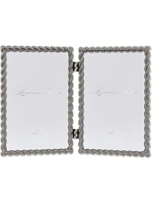 Asseds Store Frames 4x6 Menteşeli Çift Fırçalı Nikel Metal Resim Çerçevesi Halat Tasarımlı