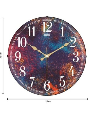 Asseds Store 36 cm Dekoratif Gerçek Cam Sessiz Mekanizma Duvar Saati