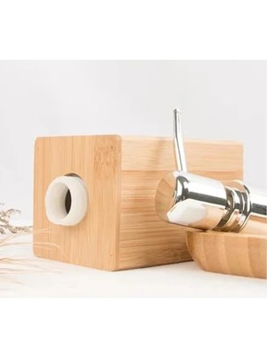 Ecovibe Doğal Bambu Ahşap Sabunluk Suya Dayanıklı Şık ve Pratik Mutfak Banyo Lavabo Aksesuarı
