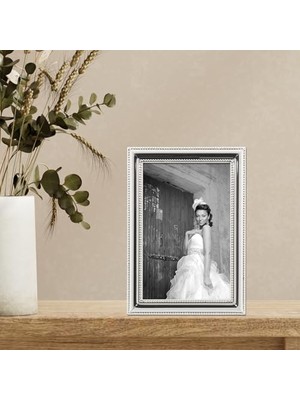 Ecovibe Frames 510746 Frames 4x6 Metal Picture Frame Silver-Plate With Delicate Beading