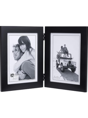 Asseds Store Çift Dikey 5x7 Resim Çerçevesi - Geniş Gerçek Ahşap Kalıp, Gerçek Cam - Siyah