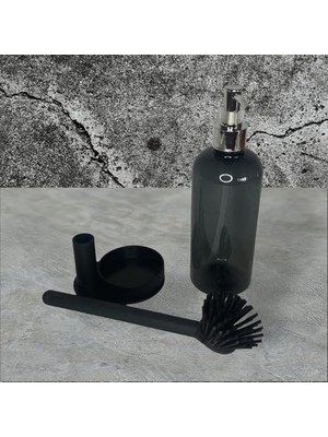 Asseds Store Standlı Plastik Sıvı Sabunluk ve Silikon Bulaşık Sıyırma Fırçası (Kutuludur)