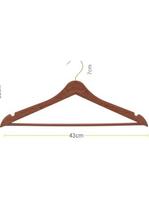 Asseds Store 24 Adet Kahverengi Ahşap Görünümlü Plastik Askı Kıyafet Elbise Gömlek Askısı Kancalı