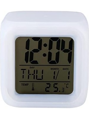 Asseds Store 7 Renk Değiştiren Dijital Alarmlı Küp Masa Saati