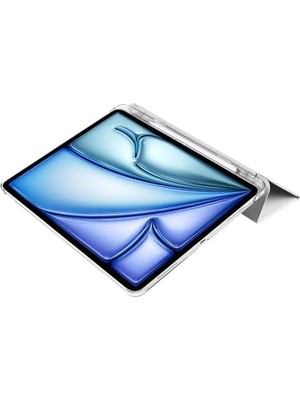 Asseds Store iPad Tablet ile Uyumlu Tablet Kılıfı Smart Cover Uyku Modlu Standlı Arkası Sert Şeffaf Kapak (Siyah, iPad Air 13 2024 /ipad Pro 12.9 2022/2020)