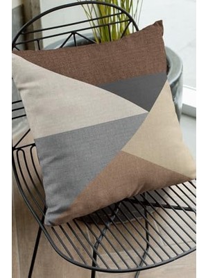 Ecovibe 43X43CM Leke Tutmaz Premium Tay Tüyü Kumaş Çift Taraflı Kırlent Geometrik Yastık Kılıfı KRL391