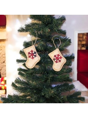 Asseds Store Asmalı Jüt Yılbaşı Çorap Süs 10CM 2 Adet