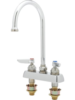 Ecovibe T&s B-1141-XS Güverte Montajlı Çalışma Tahtası Musluğu, 10 cm Merkezli, Döner Kaz Boyunluğu, Kol Kolları ve 5 cm Şaft