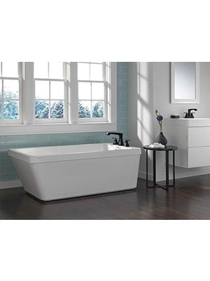 Ecovibe 2564-BLTP-DST Ashlyn Iki Saplı Trakt-Pack Lavabo Musluğu Merkez Seti, Mat Siyah